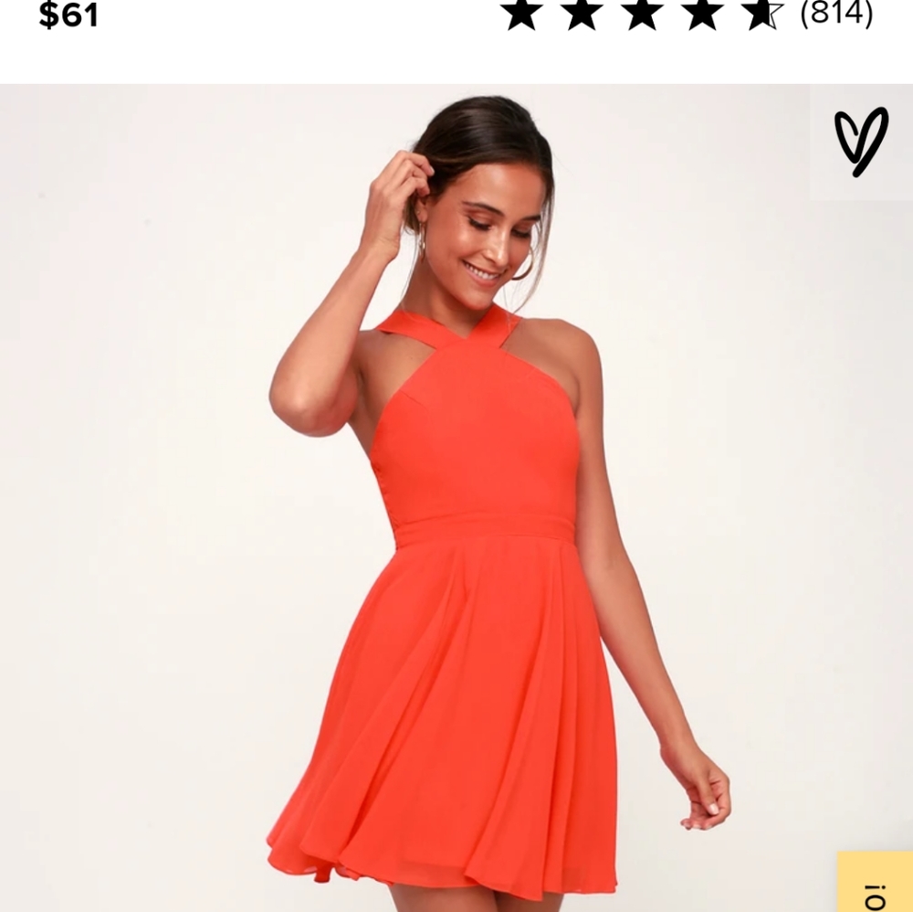 NWT Lulu's Coral Red Skater Dress
